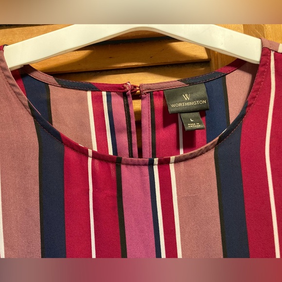 Worthington Colorful Striped Top with Bell Sleeves - Picture 5 of 16